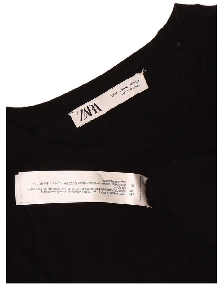 Zara Damen-Pullover mit U-Boot-Ausschnitt, UK 12, mittlere schwarze Viskose