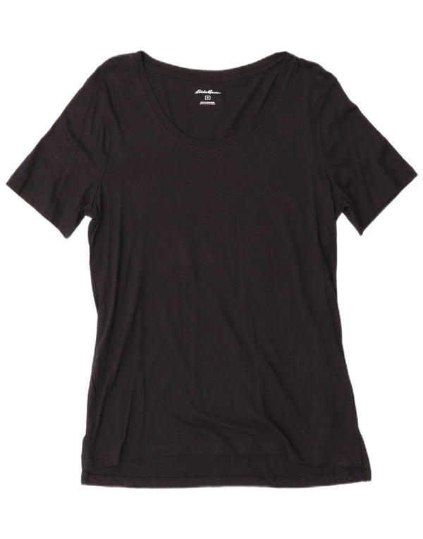 Eddie Bauer Damen T-Shirt Top UK 12 Medium Schwarz Baumwolle