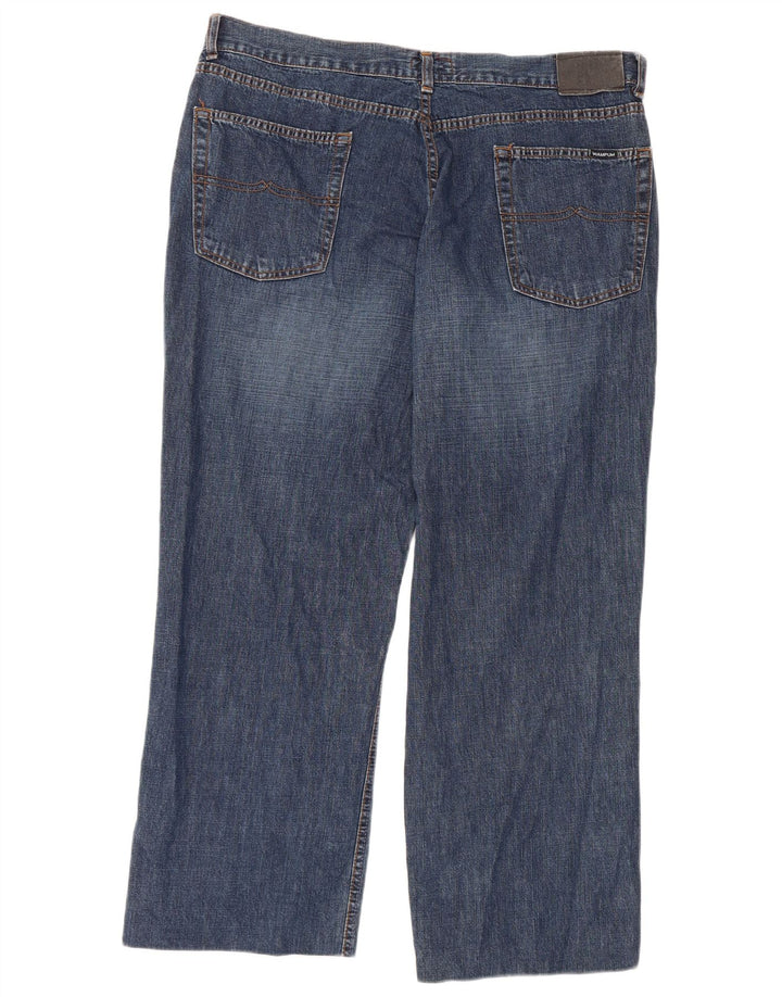 WAMPUM Herren Straight Jeans W36 L27 Blaue Baumwolle