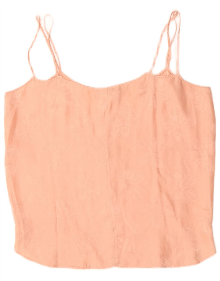 Vintage Damen Cami Top UK 16 Großes rosa Blumenmuster
