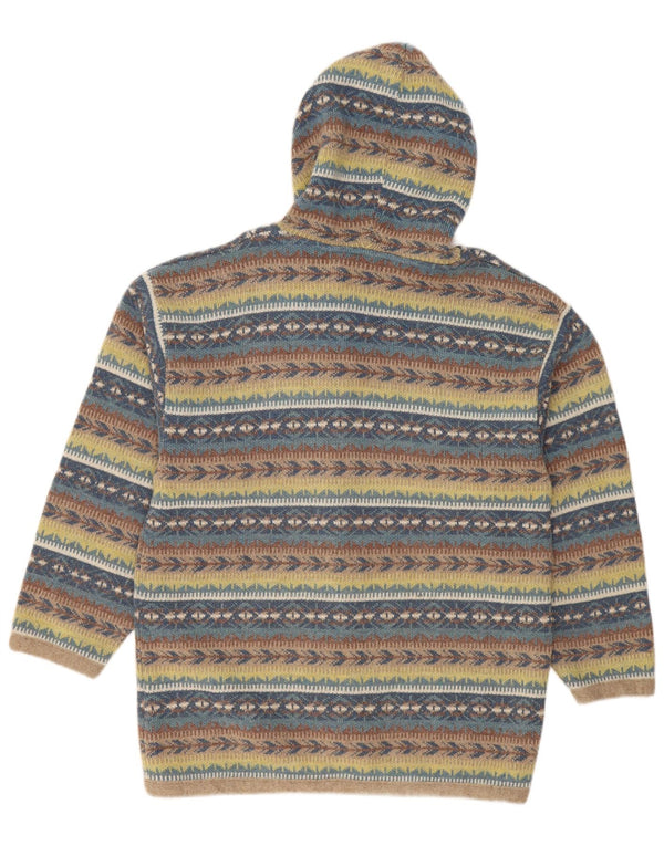 Vintage Damen Strickjacke mit Kapuze UK 18 XL Bunt gestreift