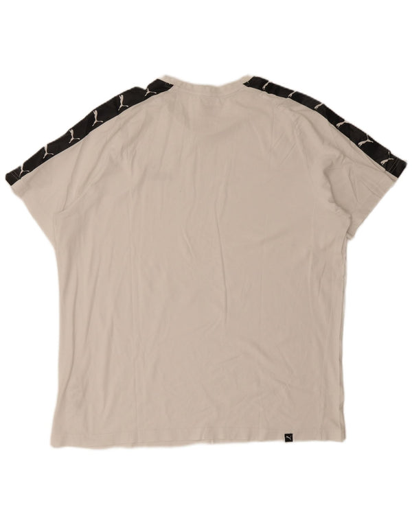 Puma Herren Grafik T-Shirt Top 2XL Weiß Colourblock Baumwolle