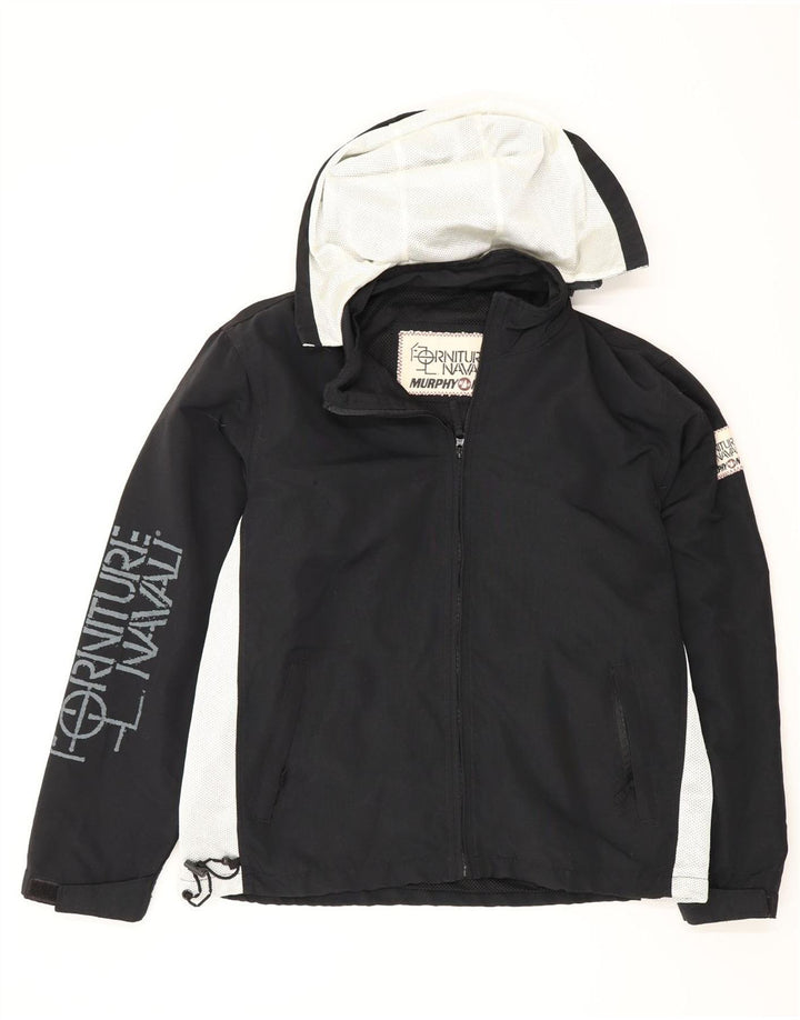 Murphy & Nye Herren-Regenjacke mit grafischer Kapuze, Gr. 36, Größe S, Schwarz, Farbblock