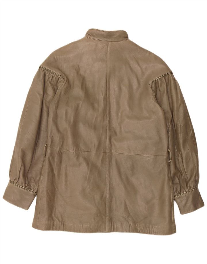 Vintage Damen Lederjacke IT 44 Medium Khaki Leder