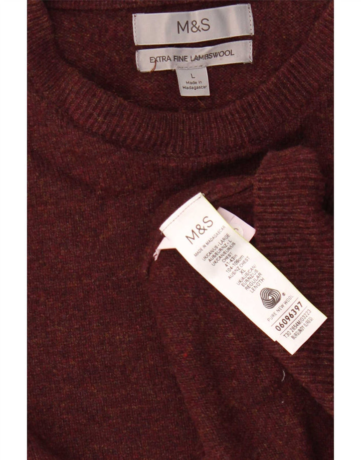 Marks & Spencer Herren-Pullover mit Rundhalsausschnitt, groß, burgunderrote Wolle