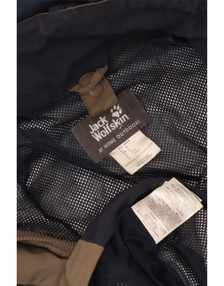 Jack Wolfskin Herren-Regenjacke mit Kapuze, UK 36/38, Mittelbeige, Farbblock