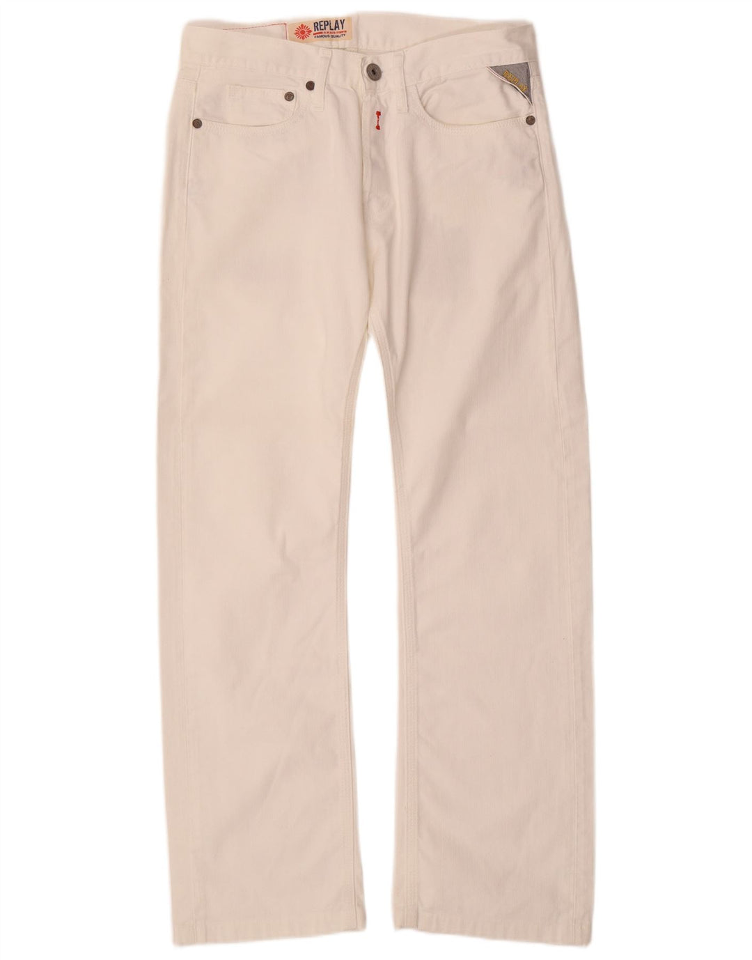 Replay Herren Straight Jeans W28 L30 Weiße Baumwolle