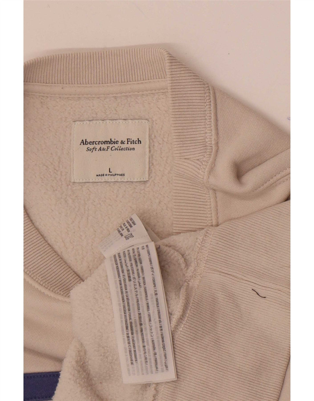 Abercrombie & Fitch Herren-Sweatshirt-Pullover, groß, gebrochenes Weiß, Farbblock