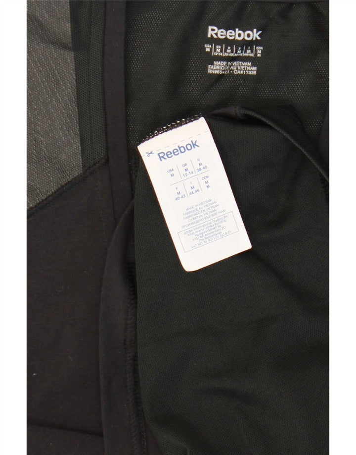 Reebok Damen-Trägershirt UK 12/14 Mittelschwarze Colourblock-Baumwolle