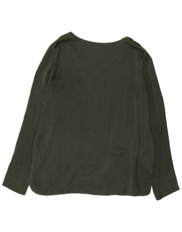 Stefanel Damen Langarm-Blusenoberteil IT 44 Medium Khaki Silk