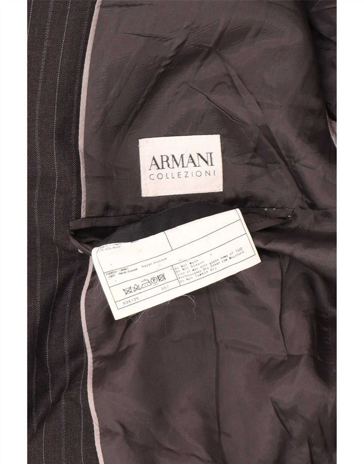 Armani Collezioni Herren 2-Knopf-Blazerjacke IT 52 XL Graue Nadelstreifenwolle