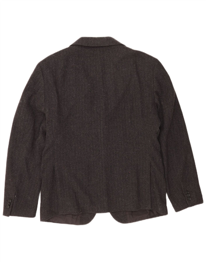 Zara Herren-Blazer mit 2 Knöpfen, EU 52, große grau gestreifte Wolle
