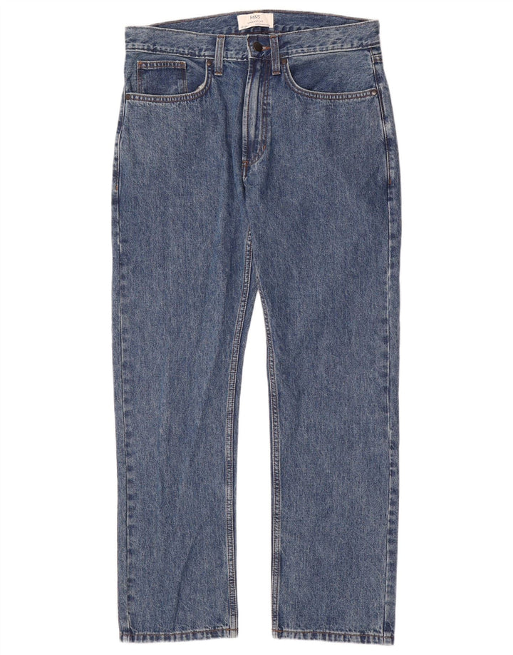 Marks & Spencer Herren Straight Jeans W32 L29 Blaue Baumwolle