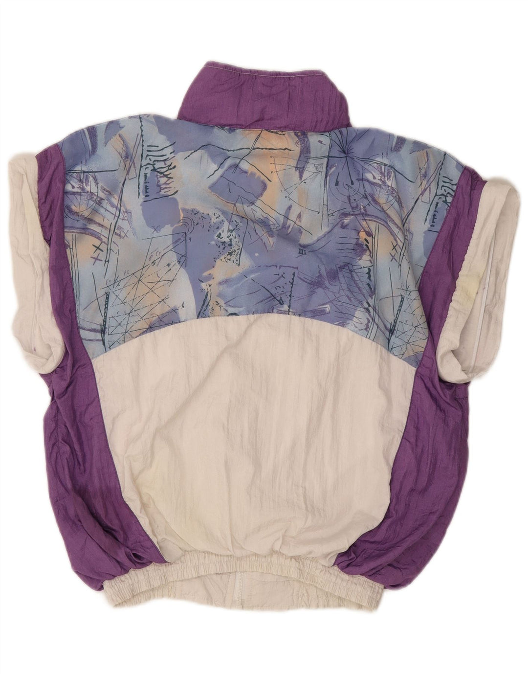 VINTAGE Übergroße Trainingsjacke für Damen, UK 10, Größe S, Weiß