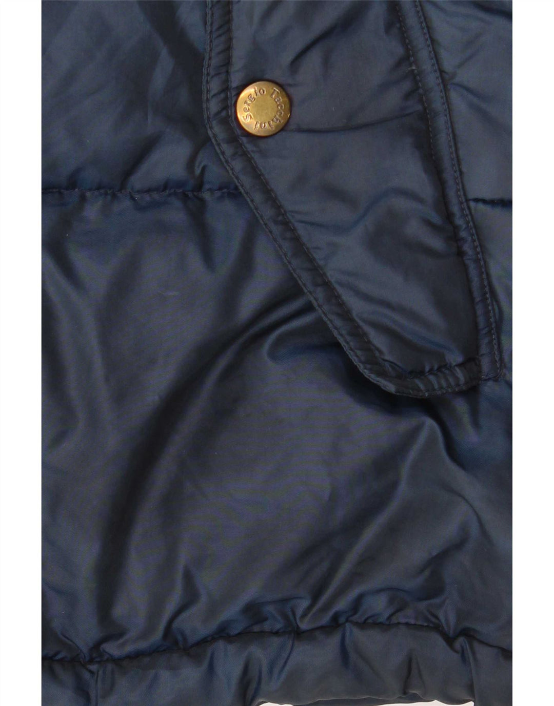 Sergio Tacchini Wattierte Herrenjacke mit Kapuze, UK 40, Größe L, Marineblau, Polyamid
