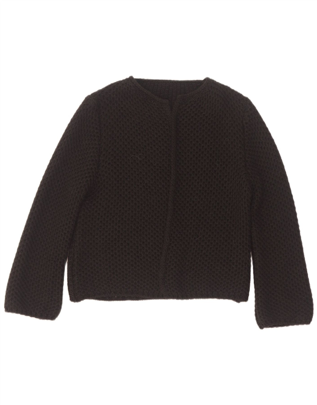 Vintage Damen Offener Cardigan Pullover UK 14 Medium Schwarz Acryl