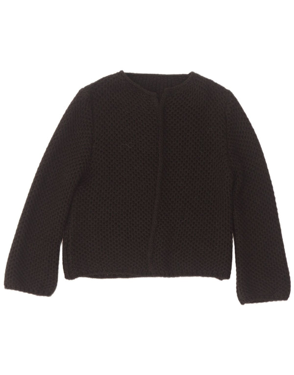 Vintage Damen Offener Cardigan Pullover UK 14 Medium Schwarz Acryl