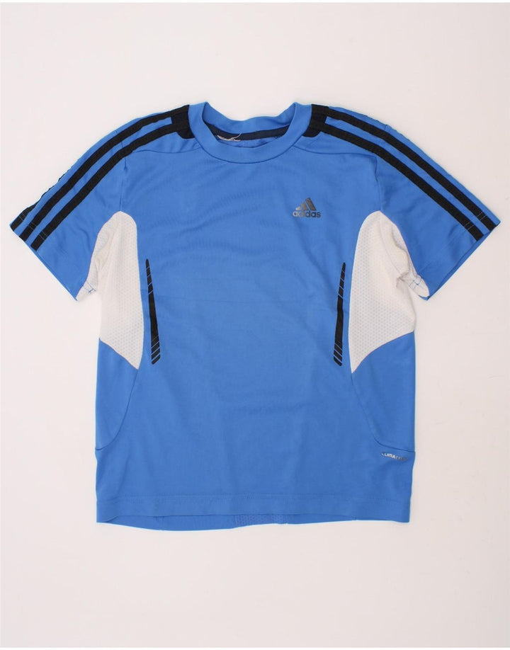 ADIDAS Boys Climacool T-Shirt Top 9-10 Years Blue Colourblock Vintage Adidas and Second-Hand Adidas from Messina Hembry 