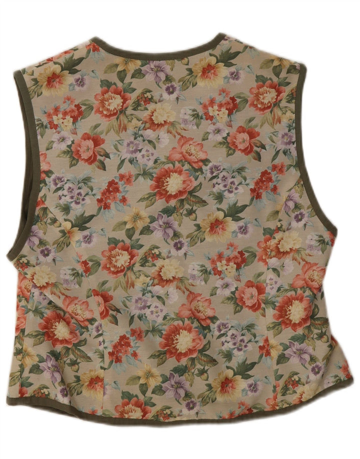 Vintage Damen Weste EU 40 Medium Beige Floral Polyester
