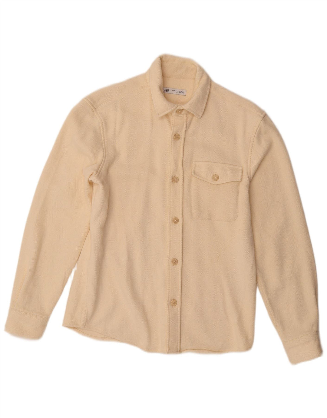 Zara Herren Overshirt Flanellhemd Mittelbeige Polyester