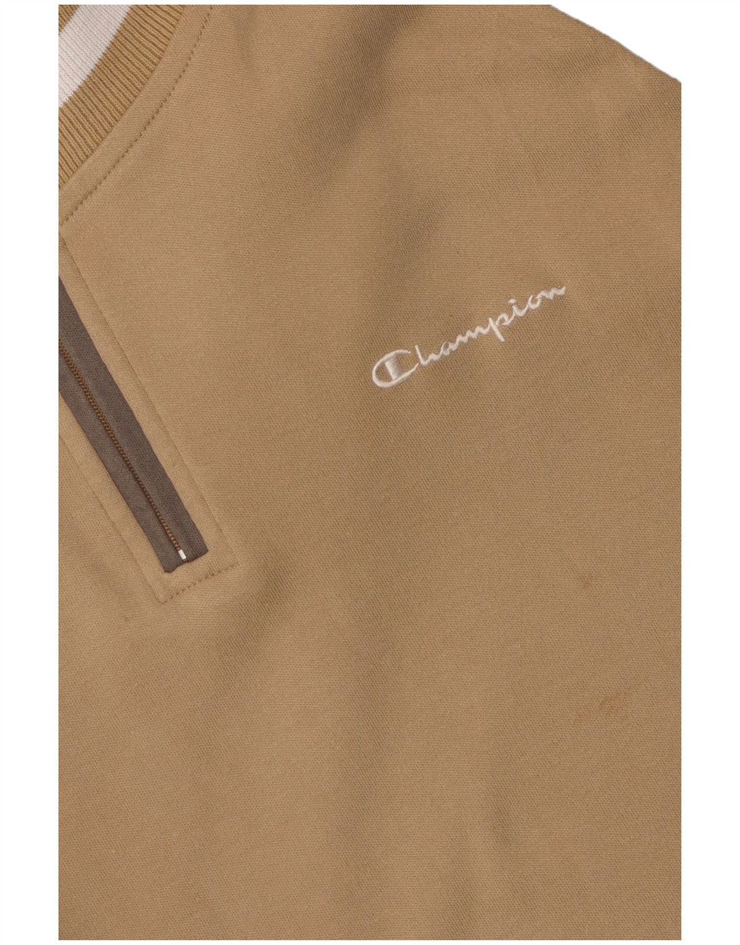 Champion Damen-Sweatshirt mit Reißverschluss am Hals, UK 14, Mittelbeige, Farbblock