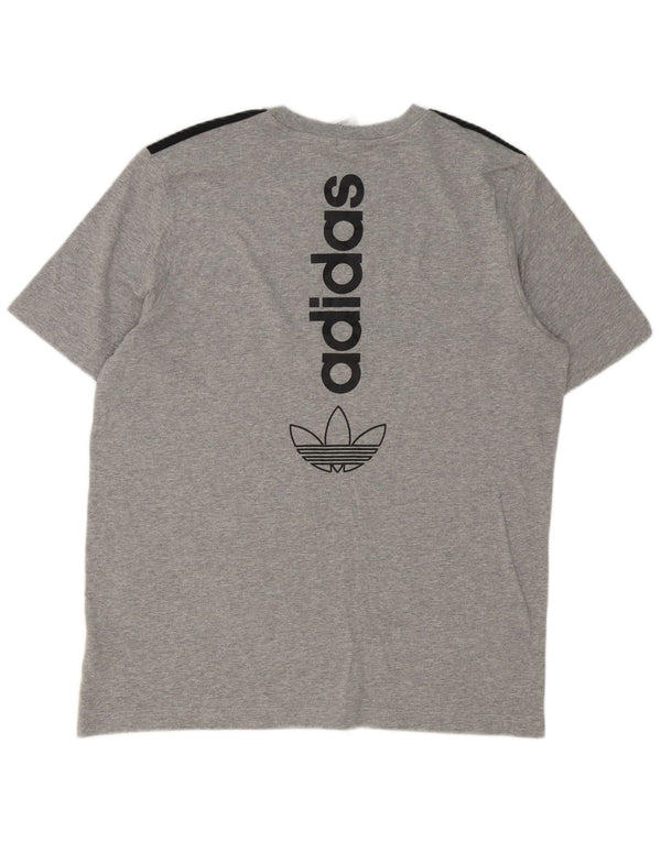 Adidas Herren Grafik-T-Shirt-Oberteil, groß, graue Farbblock-Baumwolle