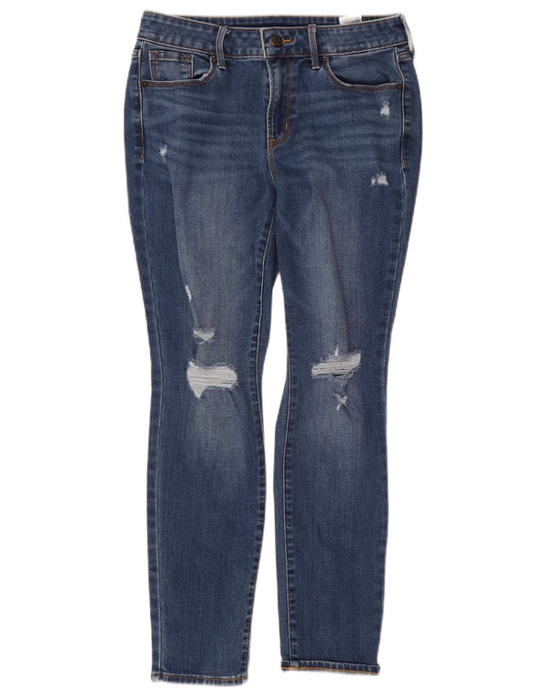 Old Navy Damen Distressed Skinny Jeans UK 8 Small W28 L26 Blaue Baumwolle