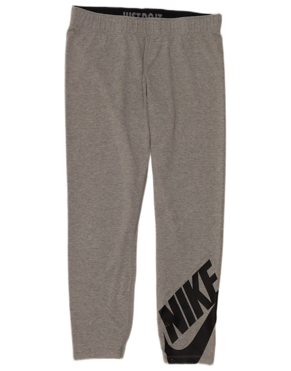 Nike Womens Graphic Crop Leggings UK 14 Large Grau Baumwolle Sport