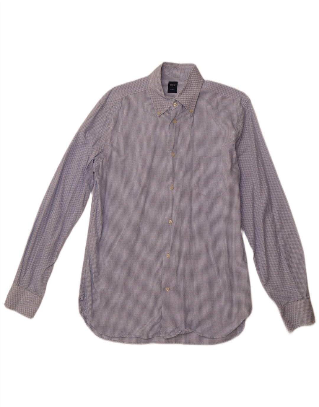 BOGGI Herren-Hemd mit maßgeschneiderter Passform, Größe 40 15 3/4, mittelblau kariert