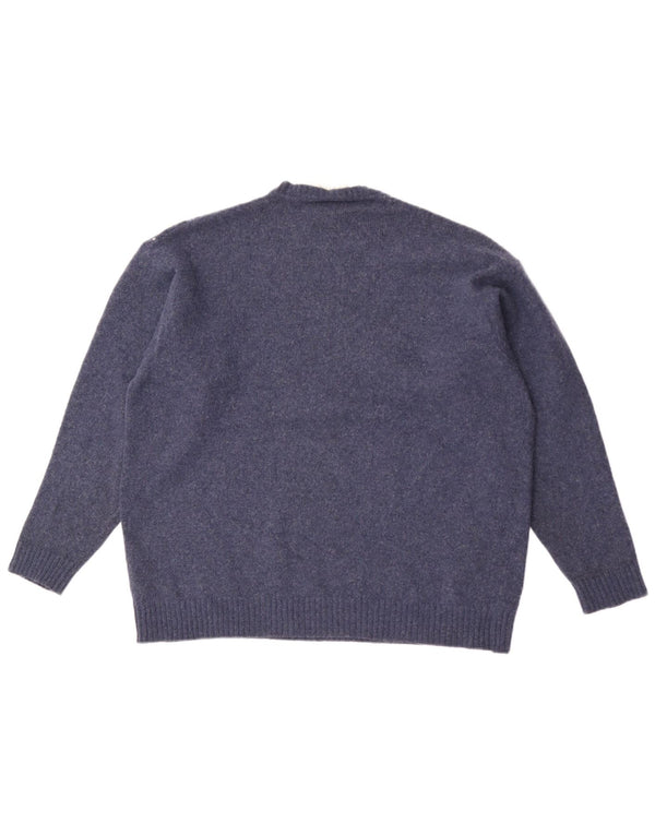 Green Leaves Herren-Pullover mit Rundhalsausschnitt, XL, Marineblau mit Argyle-Muster/Diamantmuster