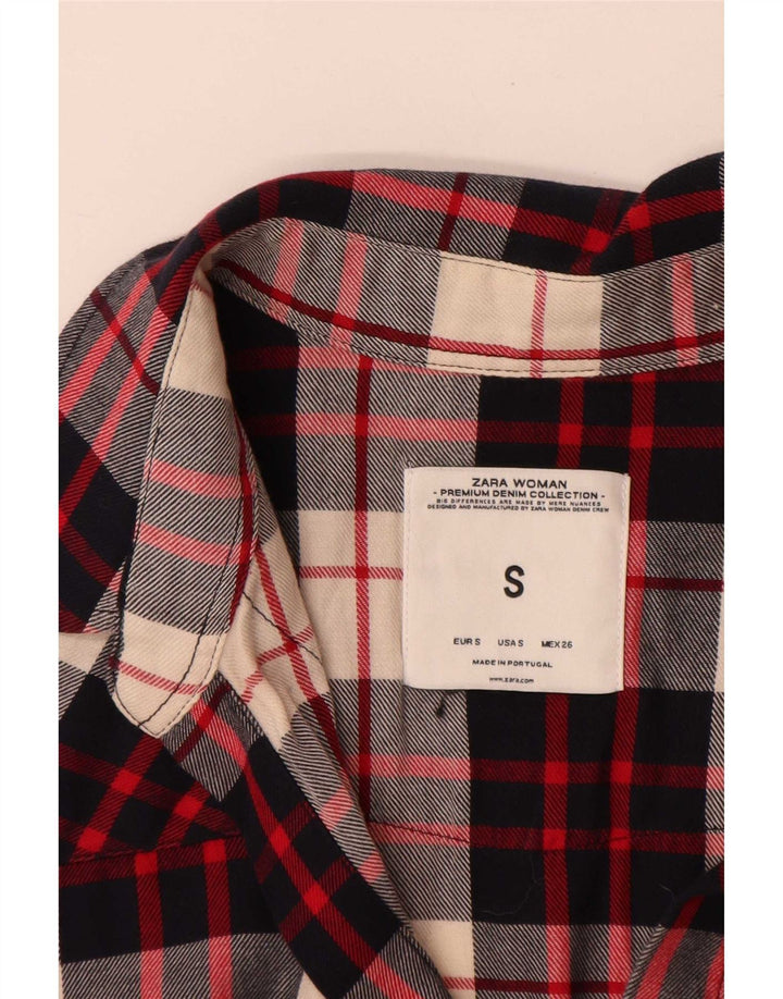 Zara Damen-Flanellhemd UK 10 Small White Check
