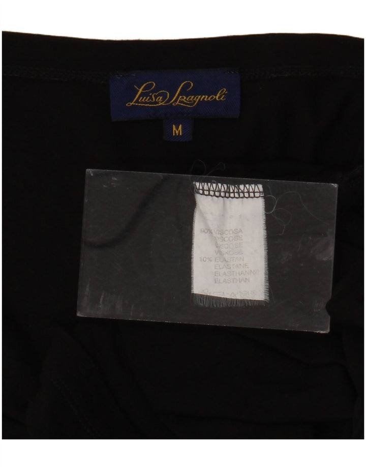 LUISA SPAGNOLI Womens Crop Blouse Top UK 12 Medium Black Viscose