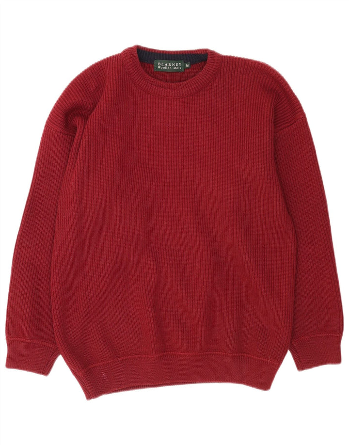 Blarney Herren-Pullover mit Rundhalsausschnitt aus mittlerer burgunderroter Wolle