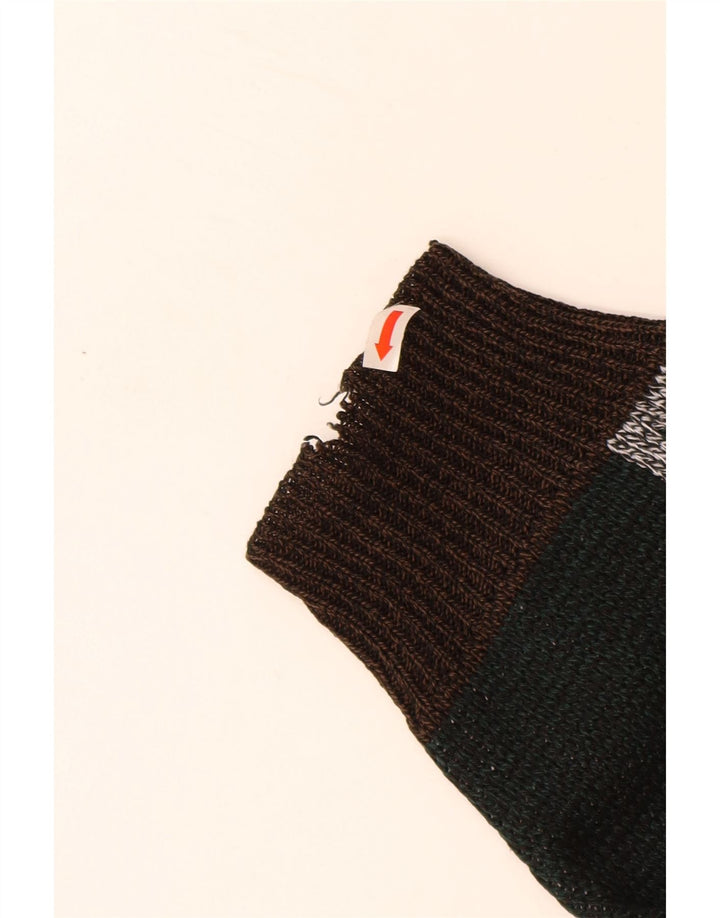 VINTAGE Herren-Pullover mit Rundhalsausschnitt, XL, braun, Farbblock-Acryl