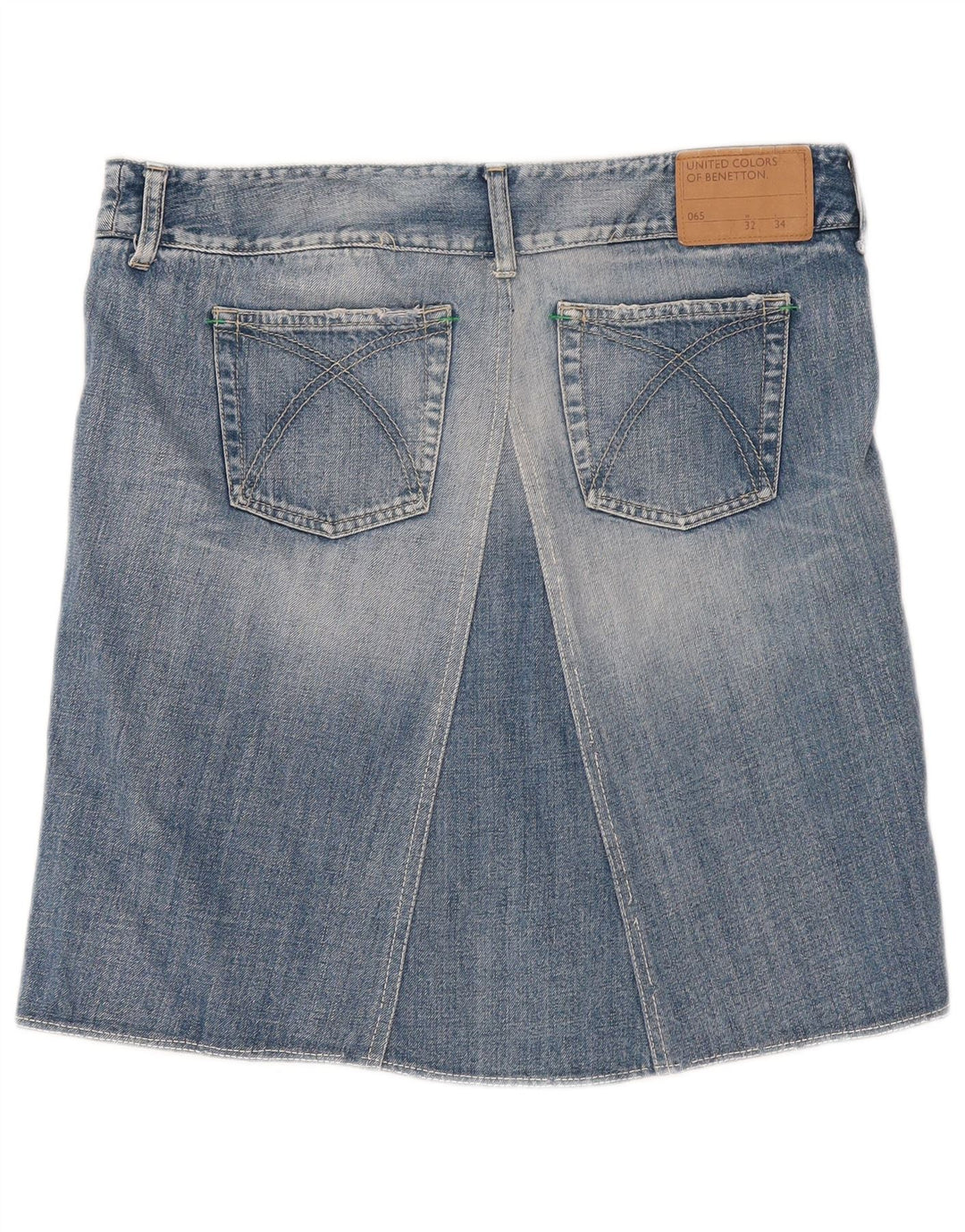 Benetton Damen Jeansrock W32 Große blaue Baumwolle