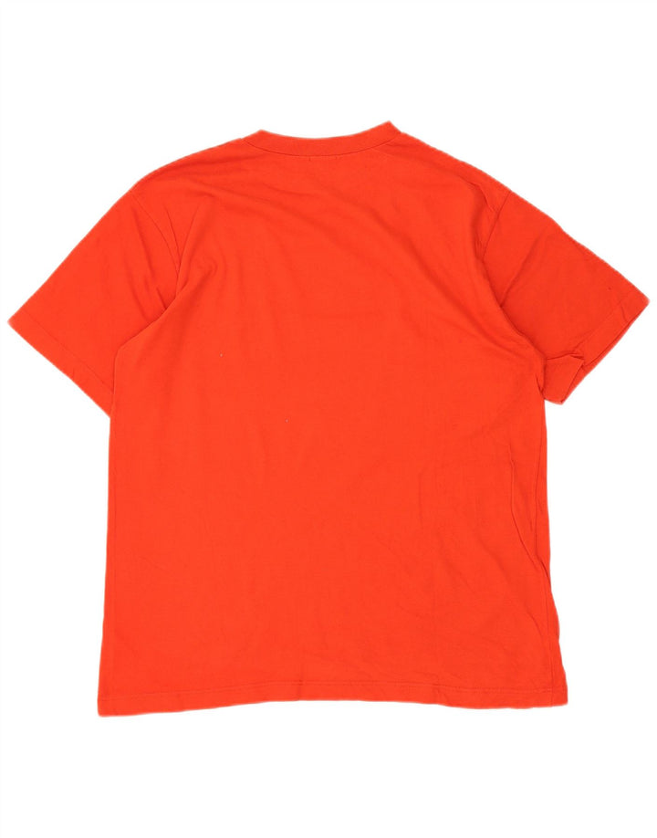 Benetton Herren-T-Shirt mit Grafik, Größe S, Orange, Baumwolle