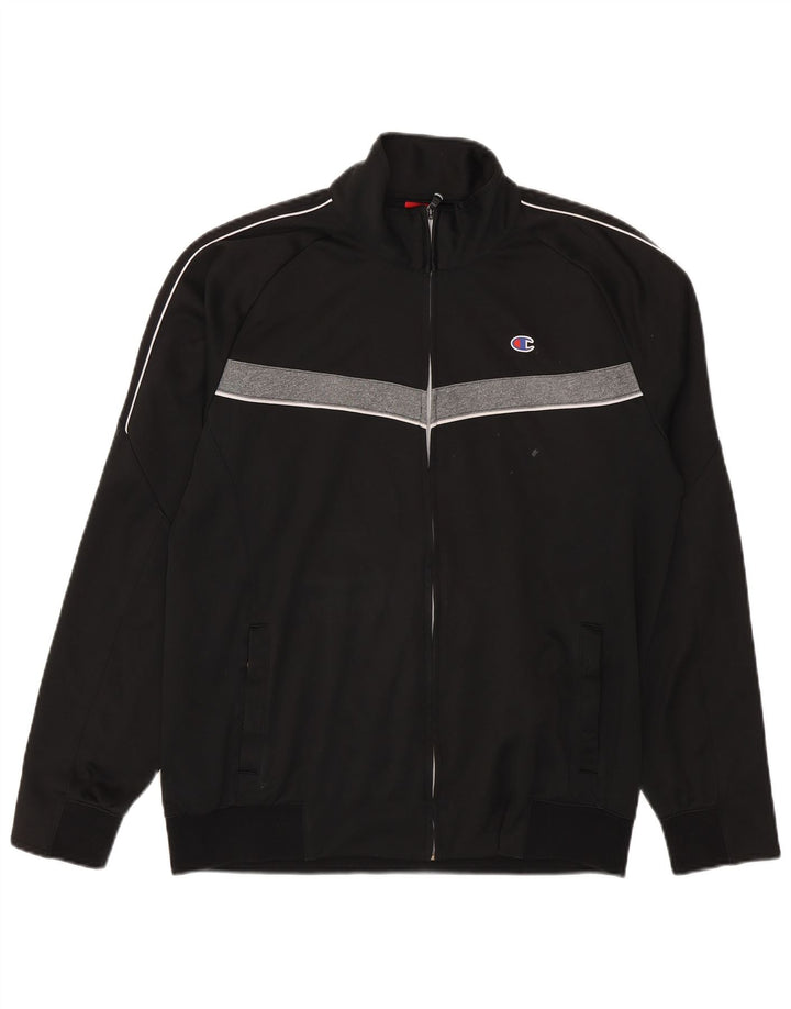 Champion Herren-Trainingsanzug-Top-Jacke XL, schwarzes Colourblock-Polyester