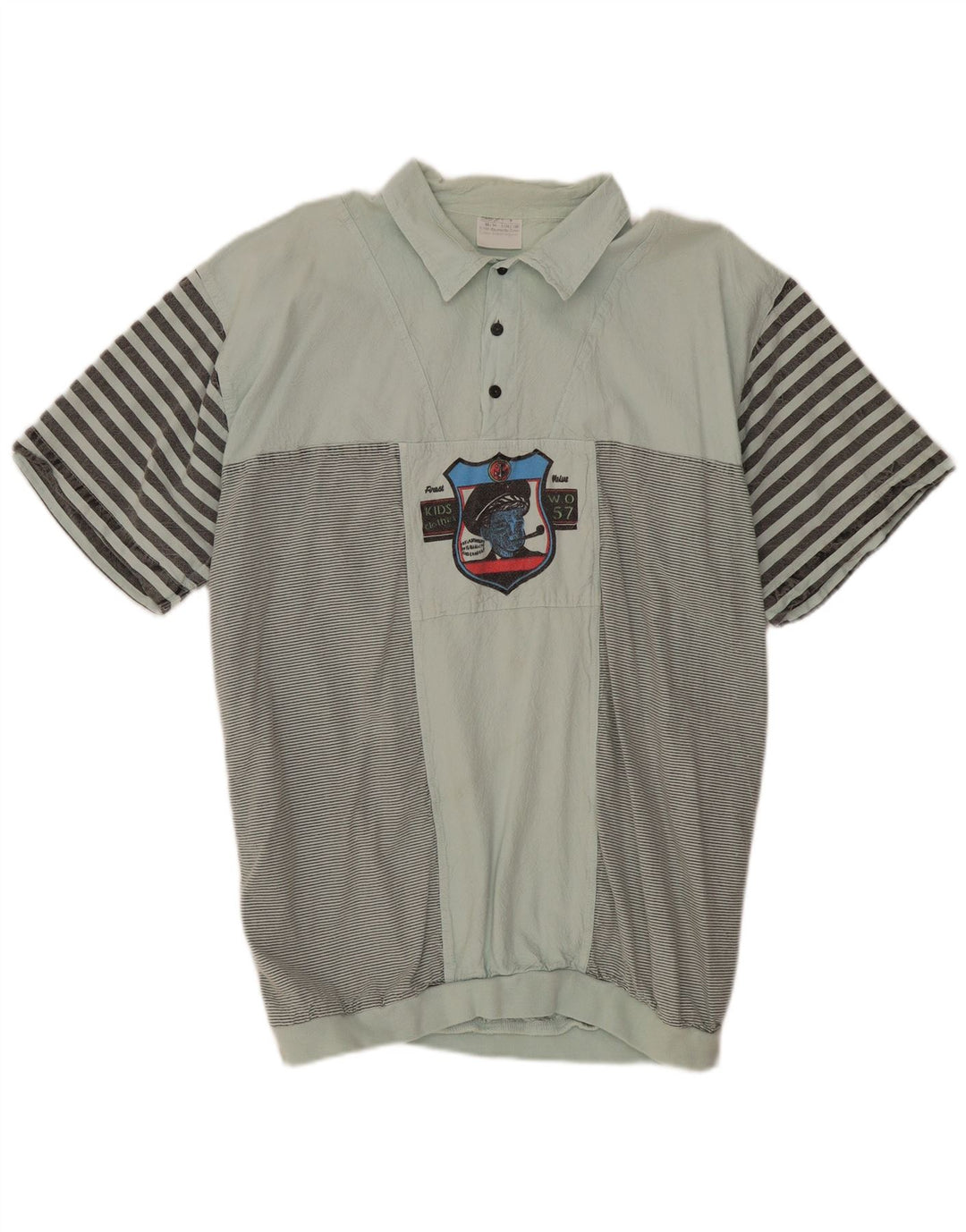 VINTAGE Herren Kurzarm-Pullover-Hemd IT 52/54 Groß Grün gestreift