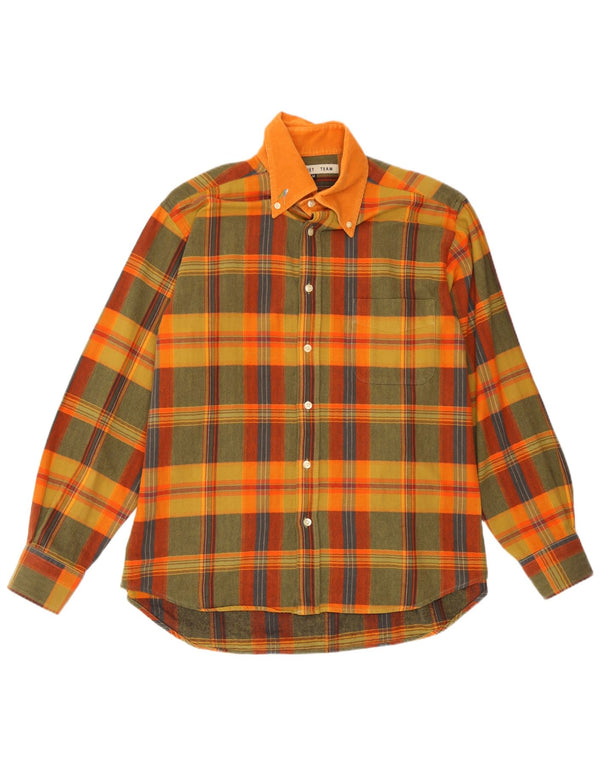 Vintage Herren-Flanellhemd aus mittelgelber Karo-Baumwolle