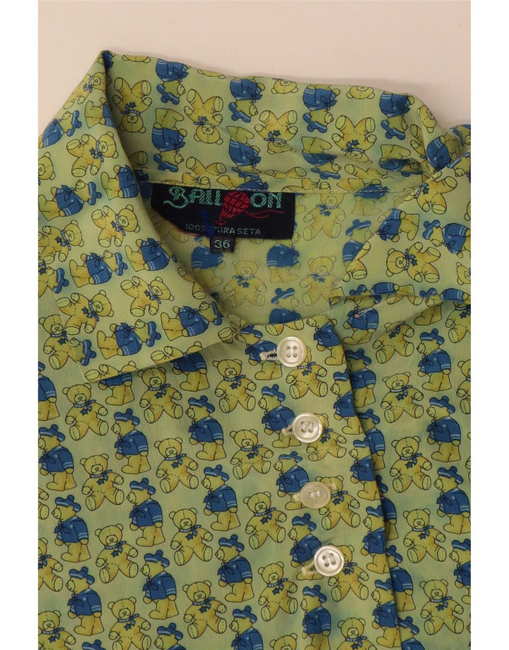 Balloon Womens Graphic Übergroße Hemdbluse EU 36 Kleine grüne Seide