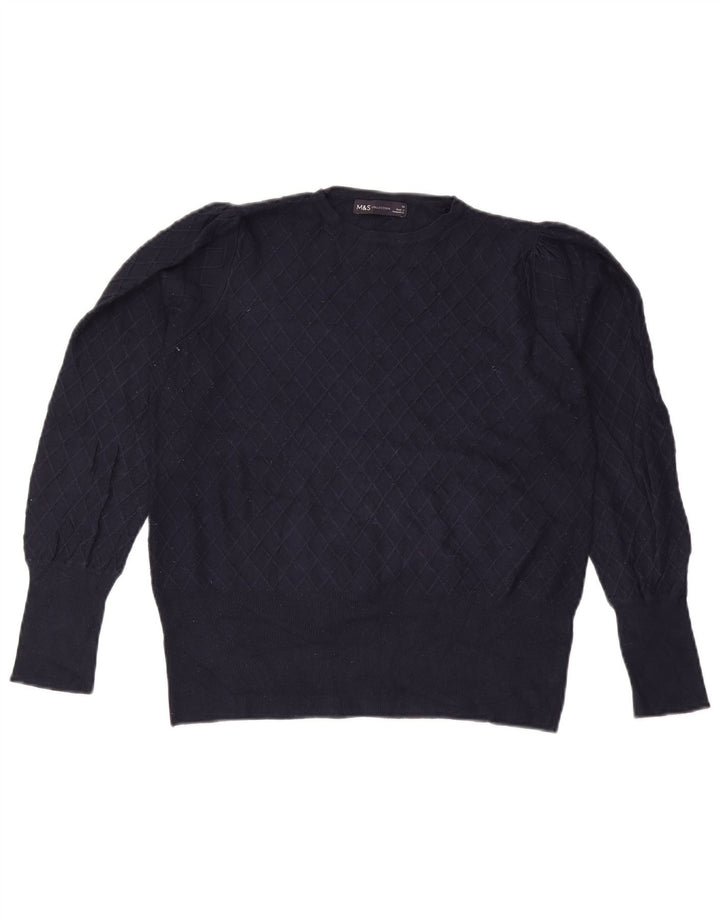 Marks & Spencer Damen-Pullover mit Rundhalsausschnitt, Gr. 14, mittleres Marineblau