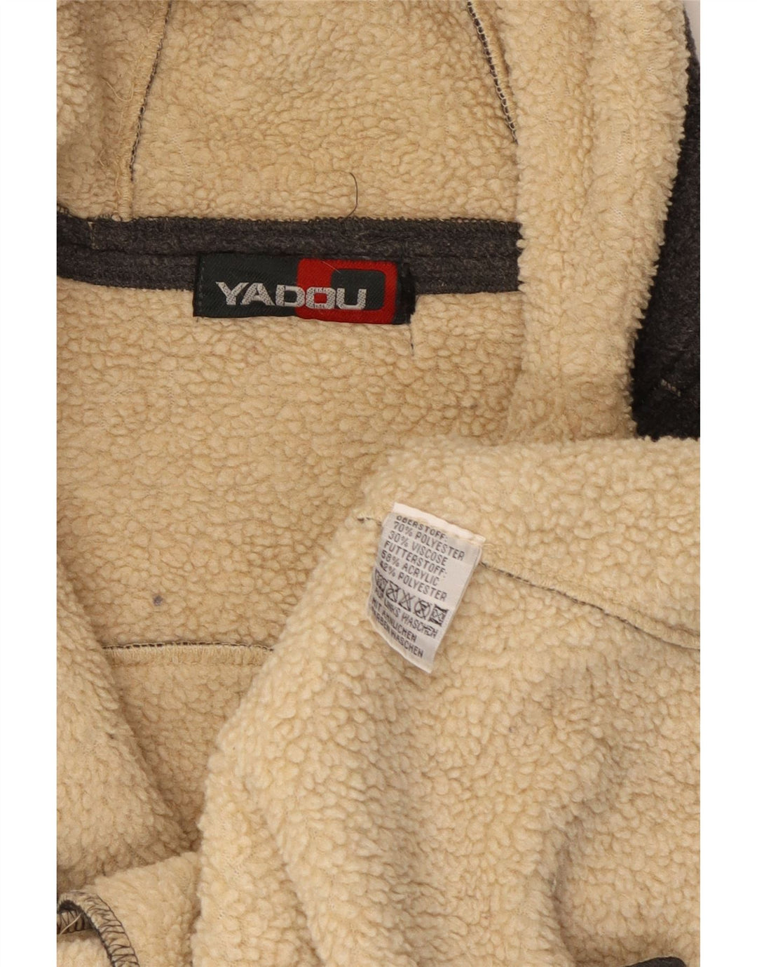 Vintage Damen Kapuzen-Sherpa-Fleecejacke UK 8 Small Grau Polyester