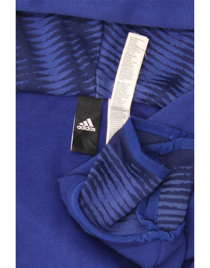 Adidas Herren-Kapuzenpullover mit Reißverschluss, mittelblaue Baumwolle