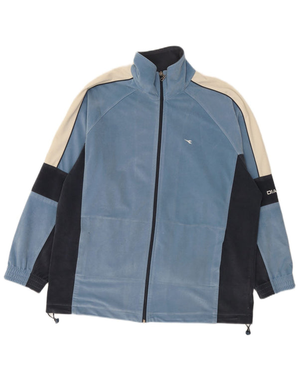 Diadora Herren-Trainingsanzug aus Velours, UK 44, XL, blaues Farbblock-Polyester