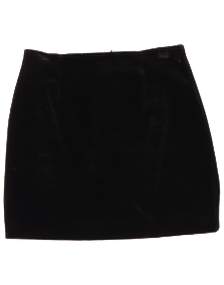 ST. BERNARD Womens Velour Mini Skirt UK 12 Medium W26  Black Cotton