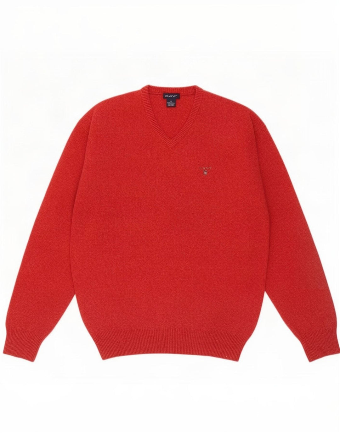Gant Herren-Pullover mit V-Ausschnitt aus mittelroter Lammwolle