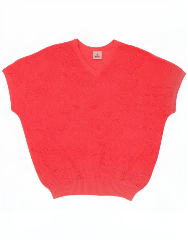 Schoeller Damen-Pullover, kurzärmelig, V-Ausschnitt, EU 50, 3XL, Rosa, Baumwolle