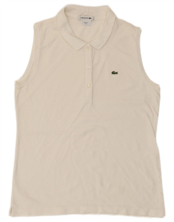 Lacoste Damen ärmelloses Poloshirt, Größe 42, groß, Weiß
