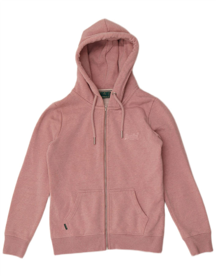 Superdry Damen Zip Hoodie Pullover UK 10 Small Pink