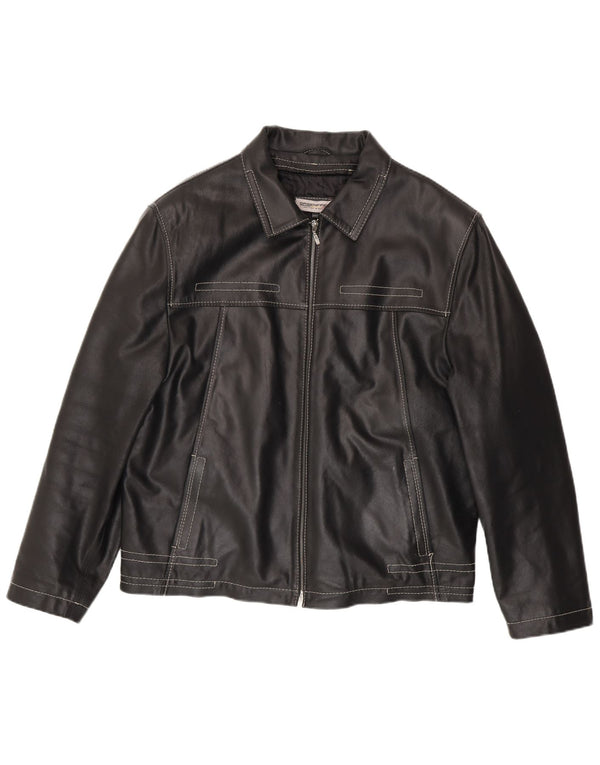 Vintage Herren Lederjacke UK 44 2XL Schwarzes Leder